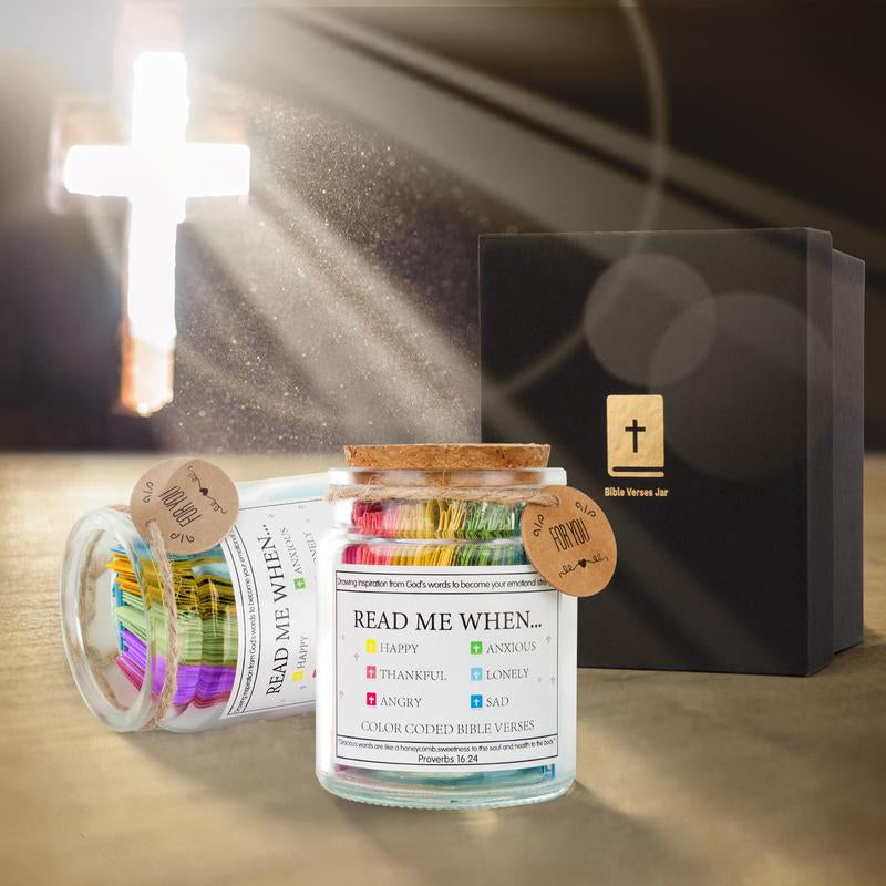 Scripture Verse Jar(English Version) - Unisex,1Pc Glass Jar,Bible Verse Jar,Christian Gift Read Me Jar Religious Stuff Bottles Organiser Read Me When Bible Verses Jar Religious Christian Gifts for Women Men Christian Devotionals for Women Catholic Faith