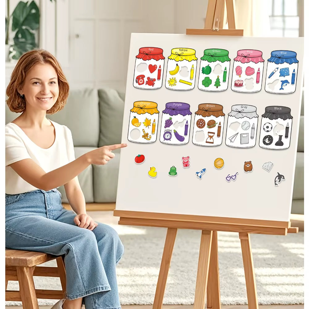 Color Recognition Magnetic Sorting Set Educational Magnet Fruit Toys for Baby Toddlers Kids Magnets for Refrigerator Whiteboard