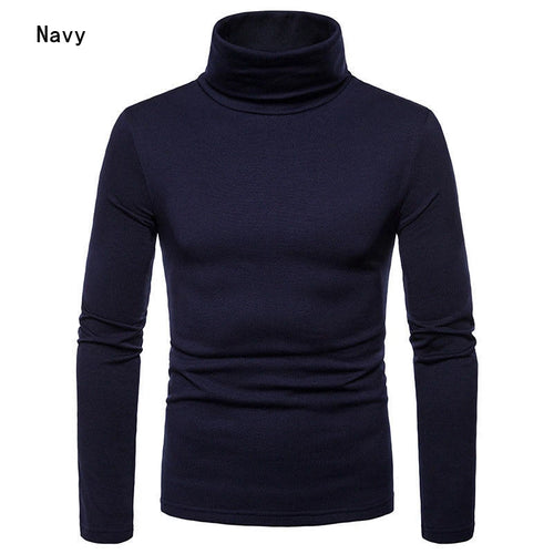 Autumn Winter Mens Turtleneck Sweaters Casual Thermal Long Sleeve Slim Fit Pullovers Stretch Basic Tops Sweatshirt Jumper Tshirt