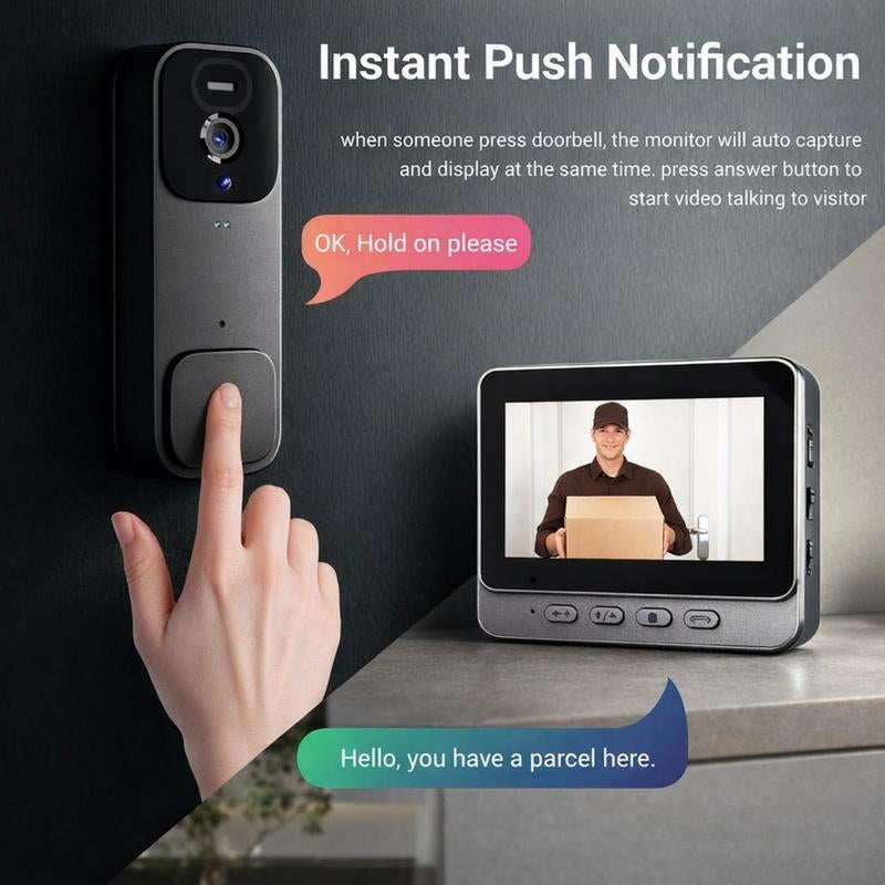 2026 Upgraded X7/X8 No Wifi Video Doorbell with Screen – Wireless Doorbell Camera, No App, No Monthly Fees,Two-Way Talk, Night Vision