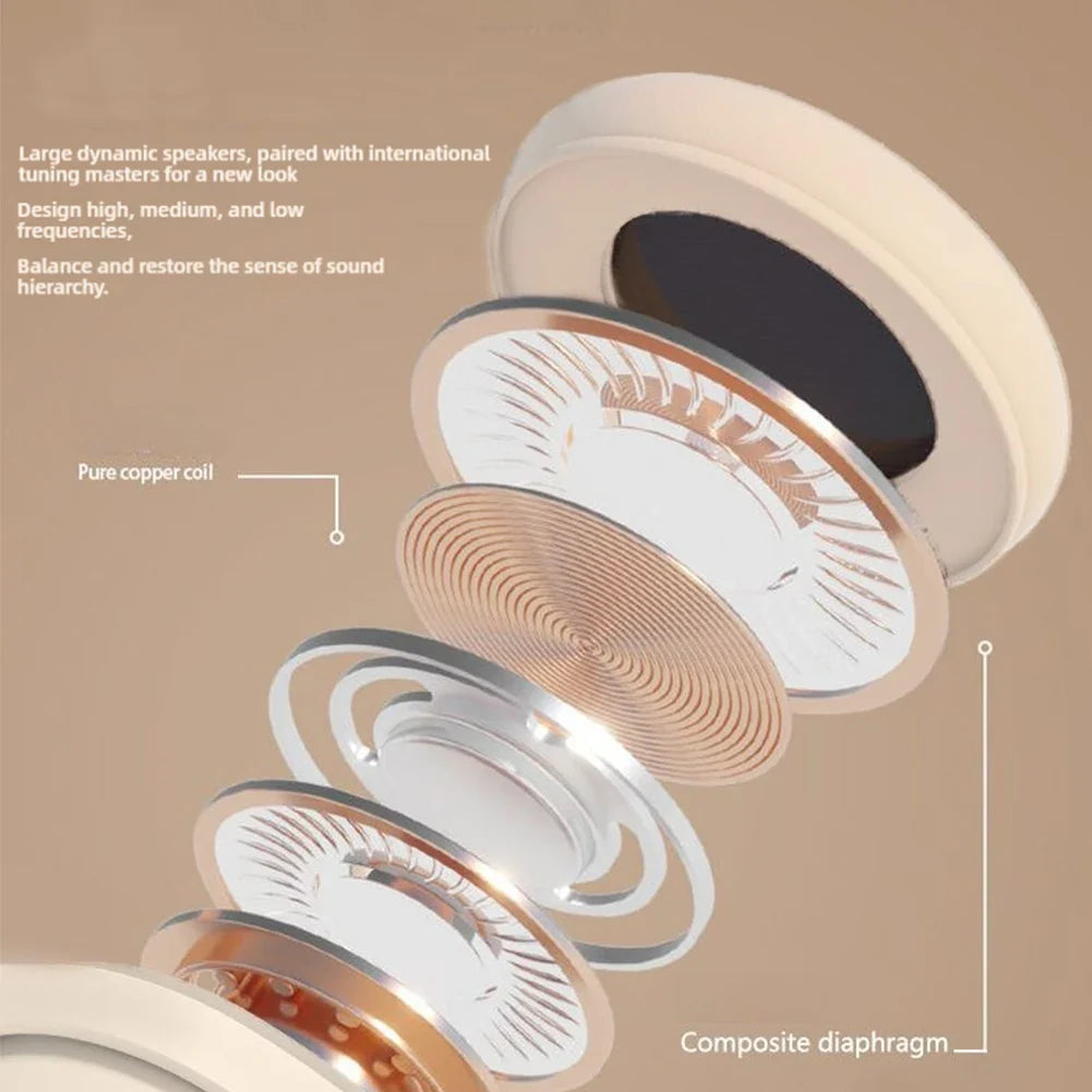 NNEOBA Wireless Bluetooth Over-Ear Headphone Beige