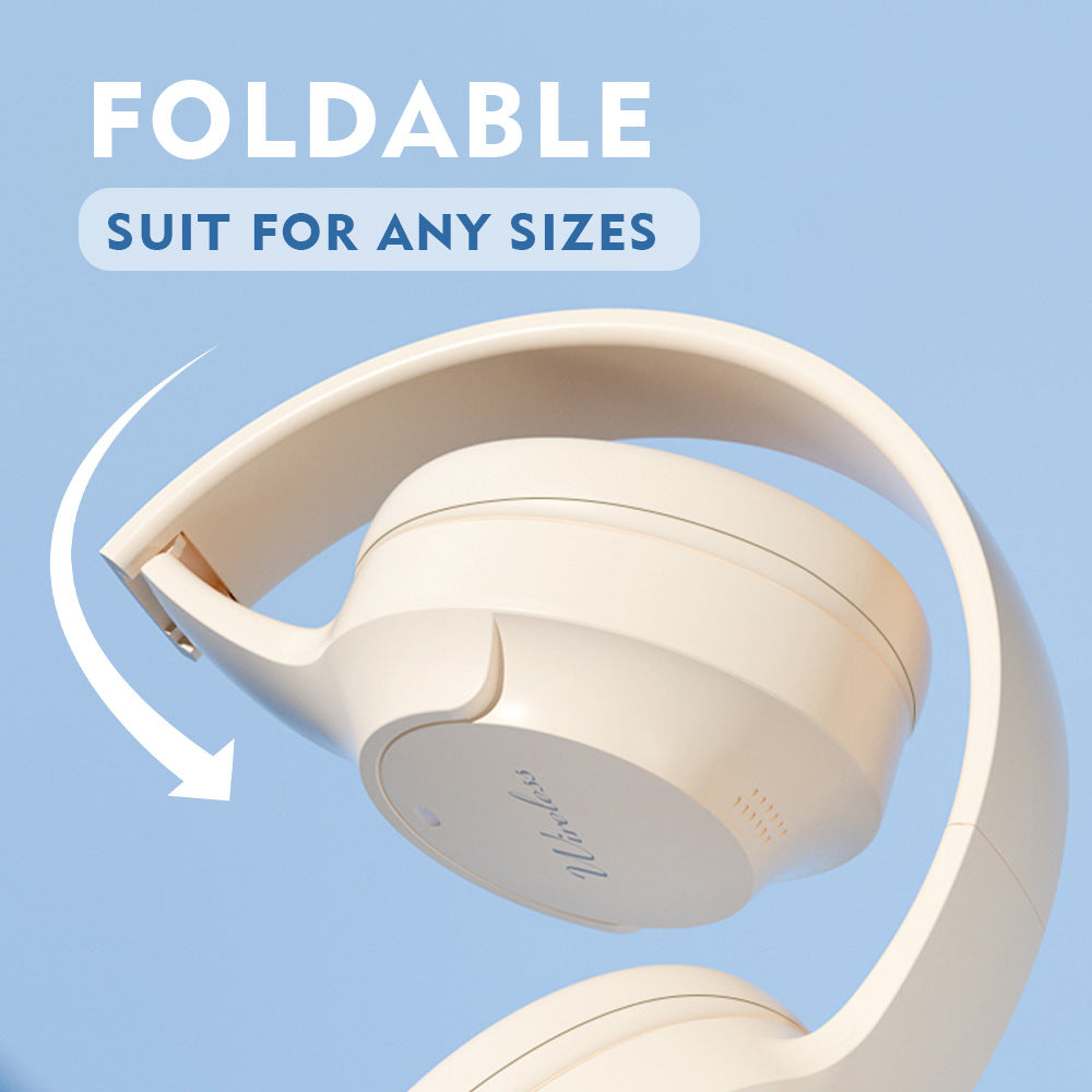 NNEDSZ Khaki Wireless Bluetooth Headphones with Hi-Fi Bass, Foldable Design, and Card Slot