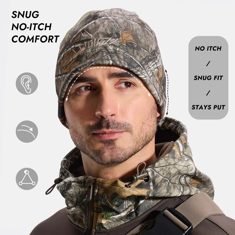 LOOGU Camo Fashion Beanie Hat for Hunting, Winter Skull Cap, Men’S Cuffed Beanie with Fleece Brown