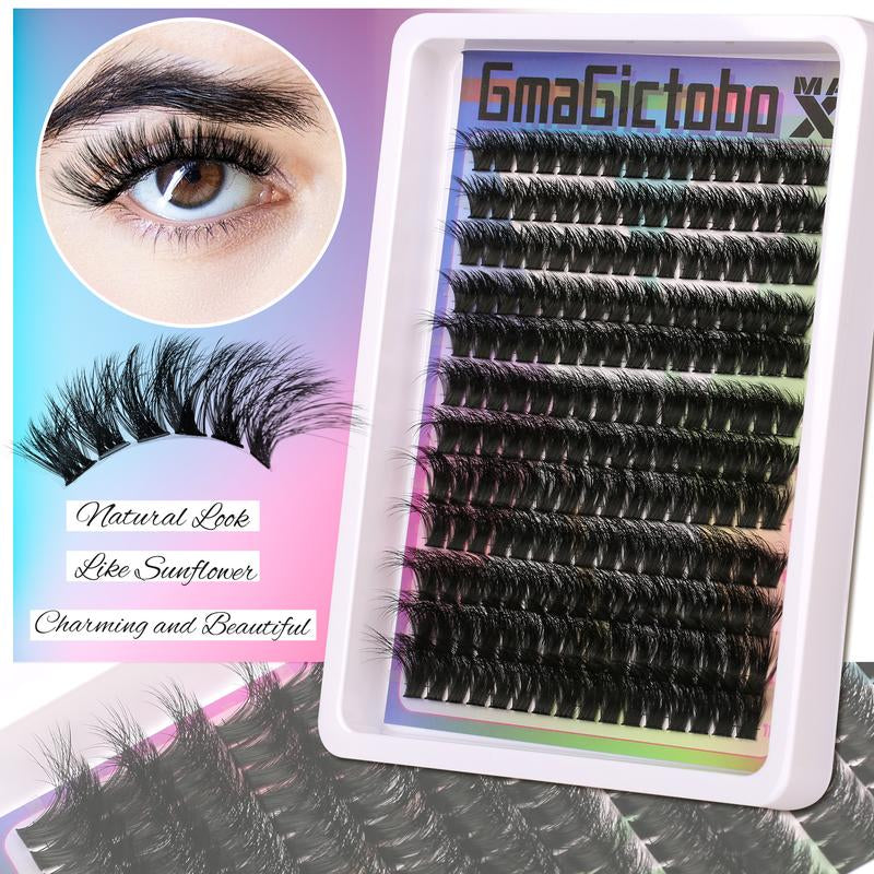 3 Styles Lash Clusters Kit,1 Set Mixed Length Individval Extension Kit Wispy Eyelash Extensions Kit,Self Grafting Remover DIY Eyelash Glue, Waterproof, Latex-Fre