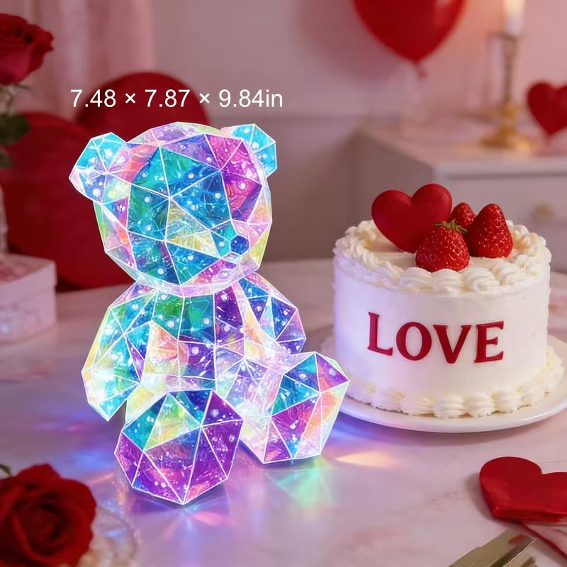 Valentine'S Day Decor: Glowing LED Rose Hugging Bear (Includes Gift Box) Battery and USB Powered Perfect for Valentine'S Day Gifts, Wife Gifts, Daughter Birthday Gifts, Couple Gifts