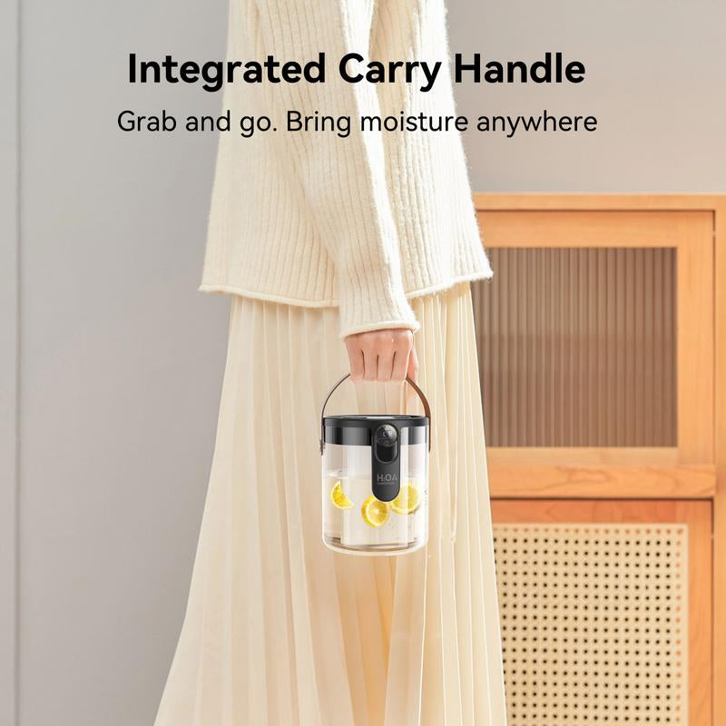 KIMMOO Smart Humidifiers for Bedroom, Rechargeable Top Fill Humidifier with Night Light, 1.4L Cool Mist Humidifier for Office Home Plant and Baby, 3-Speed Mist Control, Quiet, Auto Shut-Off