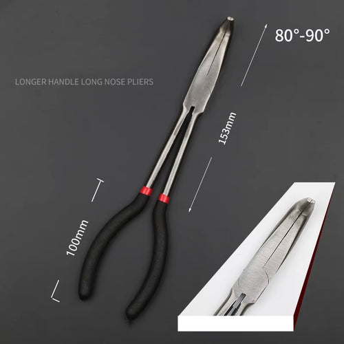 1Pc 11-Inch High Quality Long Nose Pliers with Curved and Straight Tips - Ideal for Industrial, DIY Applications and Car Repair