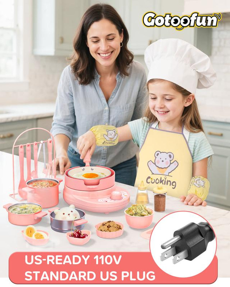 Kids Cooking Sets Real Pink Play Mini Kitchen, Safe Real Food Making Knife Set for Children 8-12 Girls Toddler Montessori Toys-Valentine’S Day Gift Idea