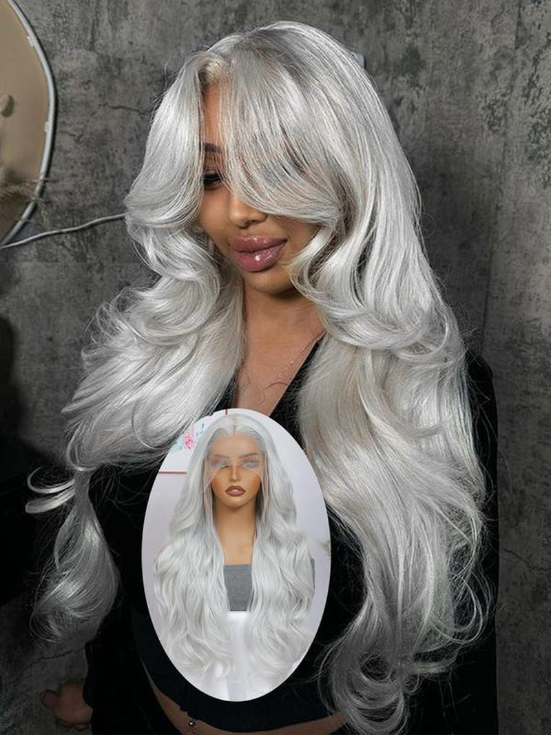 24 Inch Burgundy/Ginger Long Body Wavy Wigs for Women, Gorgeous Fluffy Wigs without Bangs, Synthetic Heat Resistant HD Lace Front Wigs for Party, Daily Use