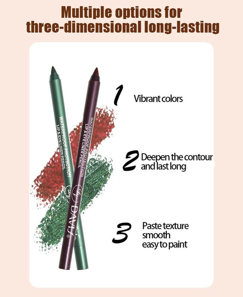 12 Colors Waterproof Sweatproof Eyeliner Set | High-Shine Pearl Metallic Finish | Smoky Eye, Punk, Goth Makeup | Eyeliner & Lipliner 2-In-1 | Long-Lasting | Free Sharpener | Back to School Essential | Daily Use