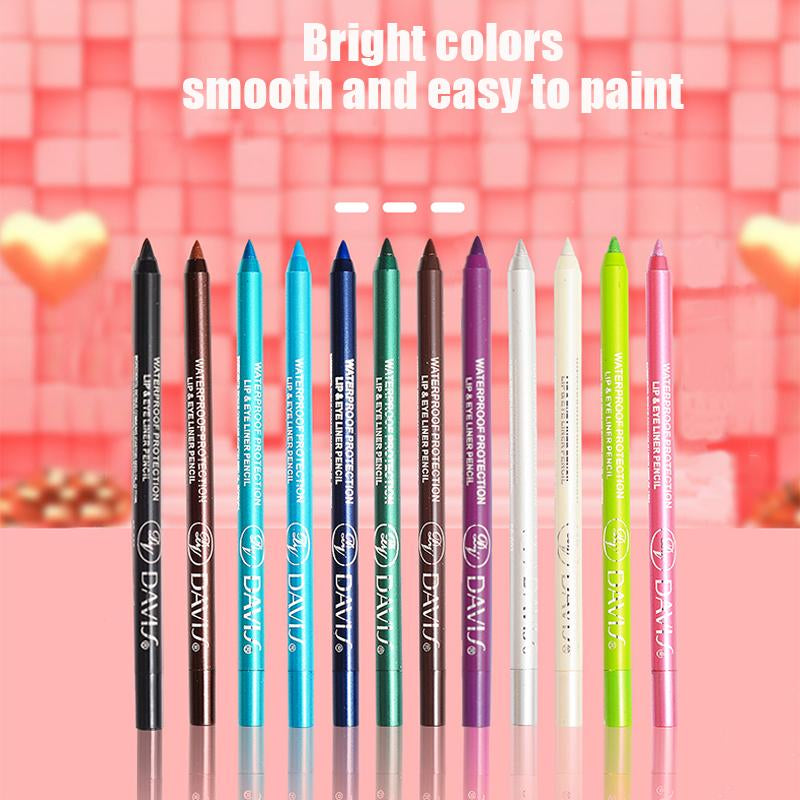 12 Colors Waterproof Sweatproof Eyeliner Set | High-Shine Pearl Metallic Finish | Smoky Eye, Punk, Goth Makeup | Eyeliner & Lipliner 2-In-1 | Long-Lasting | Free Sharpener | Back to School Essential | Daily Use
