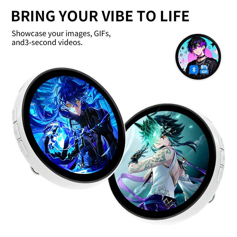 Smart E-Badge! Super Bowl,C89 Cyberpunk Digital Pin - 1.85" Touch Screen, Bluetooth 5.4, Custom Image/Video for Concert Cheer,Two-Dimensional Anime and Gaming Merchandise &Gifts for Men Women ，Ita Bag & Anime Merch Display
