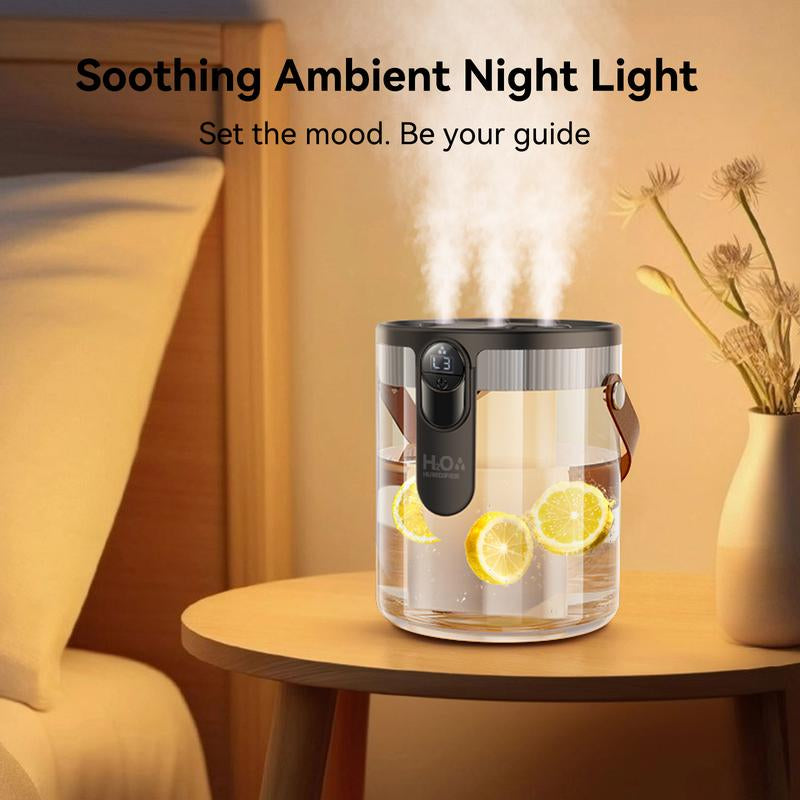 KIMMOO Smart Humidifiers for Bedroom, Rechargeable Top Fill Humidifier with Night Light, 1.4L Cool Mist Humidifier for Office Home Plant and Baby, 3-Speed Mist Control, Quiet, Auto Shut-Off