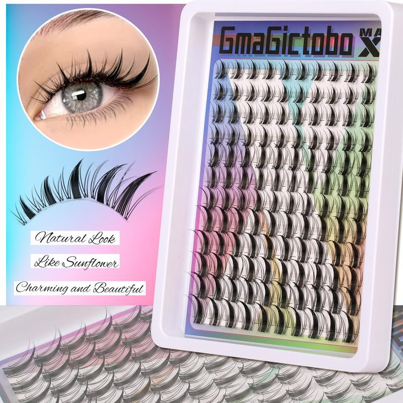 3 Styles Lash Clusters Kit,1 Set Mixed Length Individval Extension Kit Wispy Eyelash Extensions Kit,Self Grafting Remover DIY Eyelash Glue, Waterproof, Latex-Fre