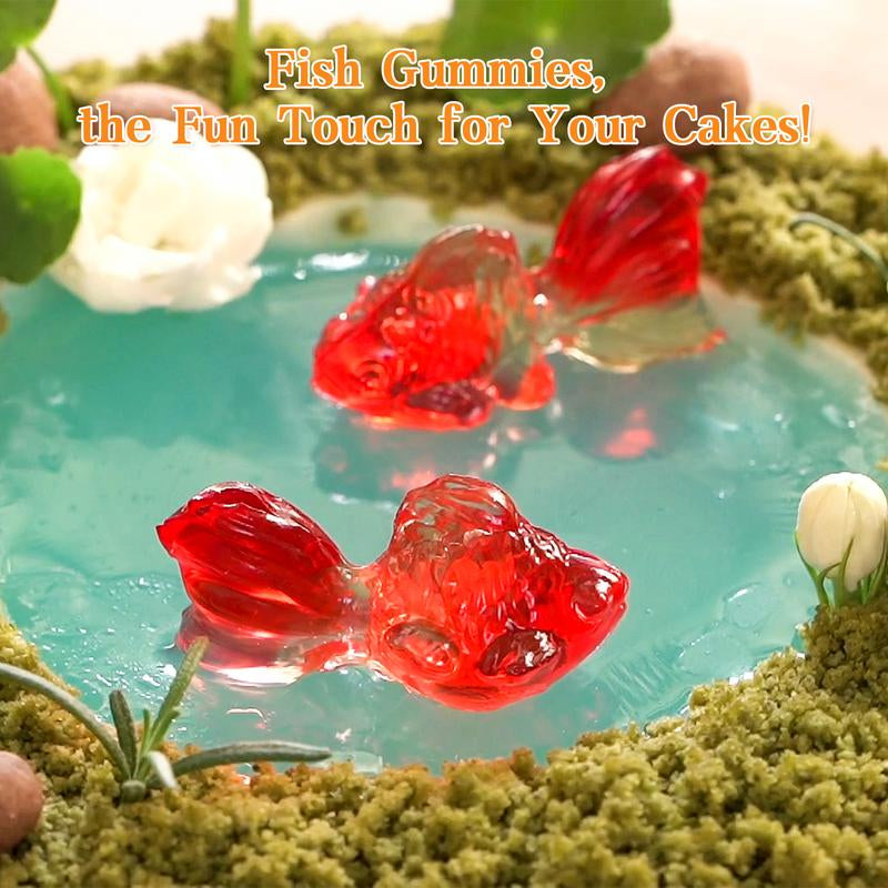 Amos 4D Lucky Fish Gummy – Real Juice Filled, 3D Shaped Goldfish Candy for Fun & Drinks(Peach & Mango Flavor, 65G) Perfect Sweet Gift Snack Fruit