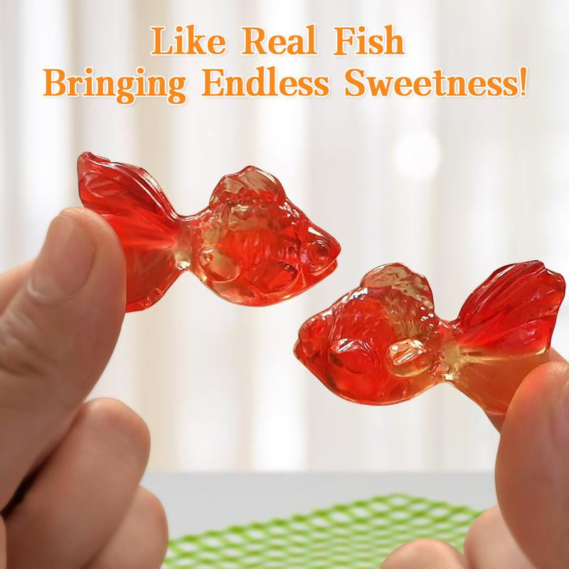 Amos 4D Lucky Fish Gummy – Real Juice Filled, 3D Shaped Goldfish Candy for Fun & Drinks(Peach & Mango Flavor, 65G) Perfect Sweet Gift Snack Fruit
