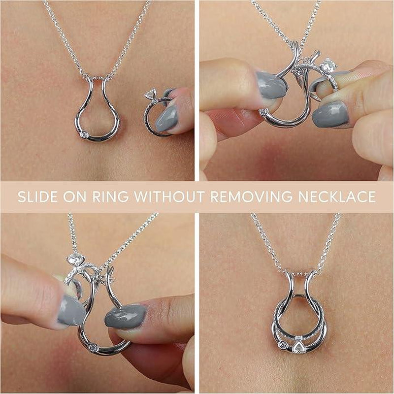 Original Patented Ring Holder Necklace - Stainless Steel Womens Engagement Ring Holder - Gift for Her - Mother, Mom, Wife, Nurse, Doctor