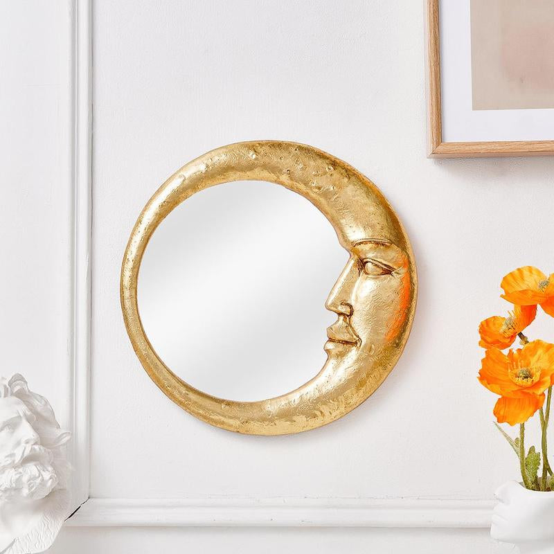 Creative Moon & Face Design Wall Mirror, Resin Wall-Mounted Mirror, Wall Decor for Home Living Room and Bedroom, Home Decor #TOP PICKS