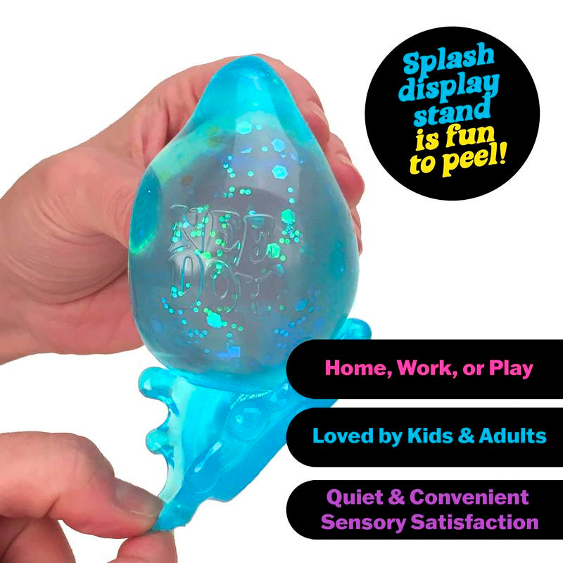 Needoh Dream Drop – Raindrop Sensory Toy with Dreamy Smooth Squeeze, Sparkle Filling, 3 Assorted Colors (One Random Color)