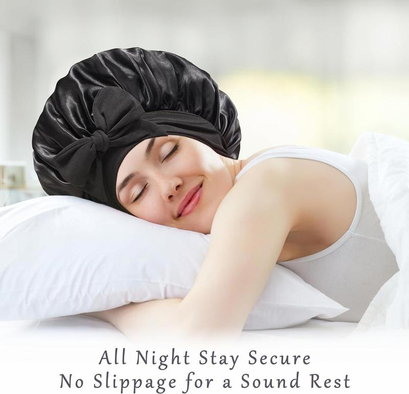 Heatless Hair Curler Kit Silk Double Layer Bonnet with Heatless Curling Rod Set, Overnight Curl Kit to Sleep In, Satin Lined Hair Bonnet and Heatless Curls Headband for Women Natural Curly Shower Cap Sleep Cap Home Bathroom Decor Summer Back to School