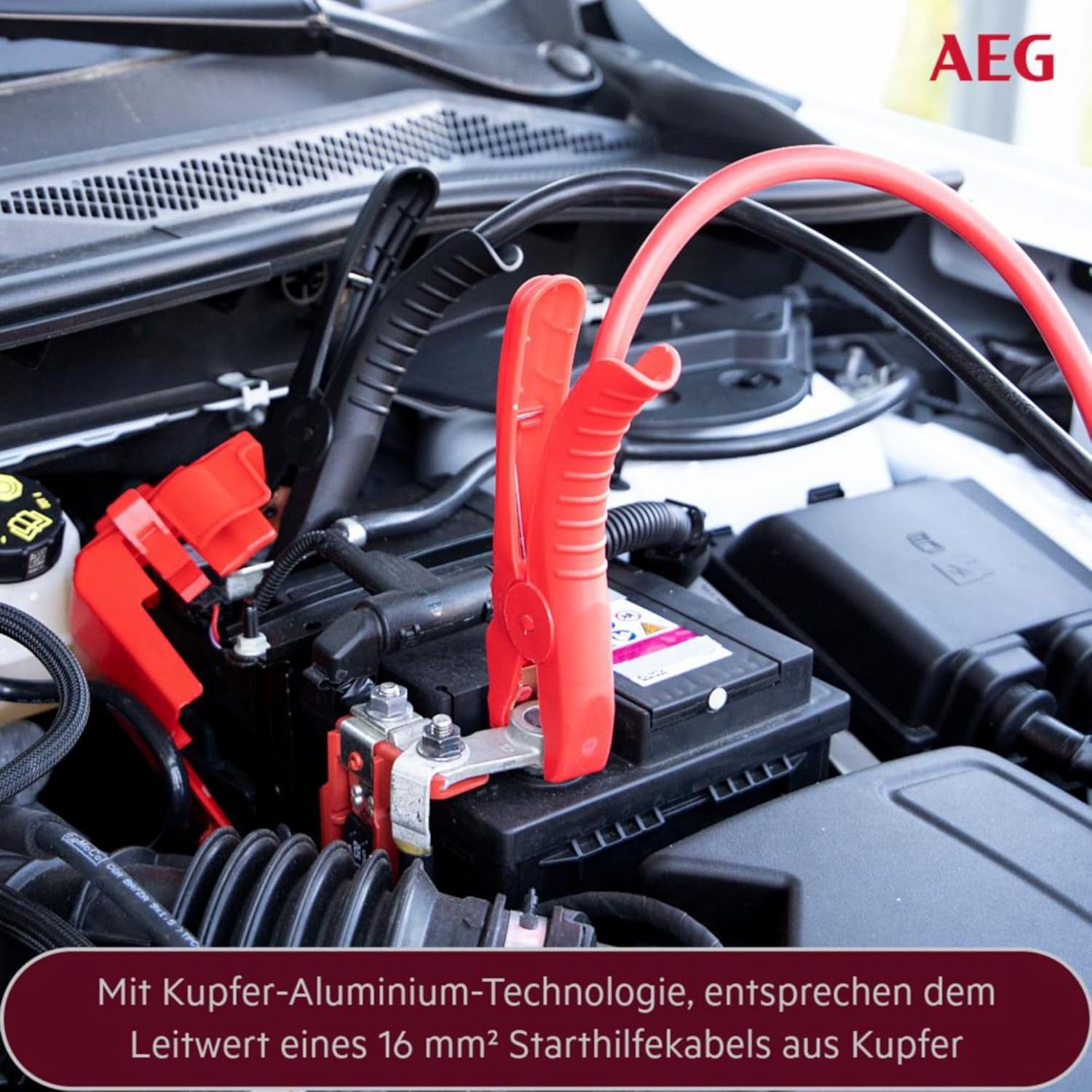 AEG Starthilfekabel Alu-Tec, Für 12 Volt Und 24 Volt, in Aufbewahrungstasche, 2 X 3M, Erfüllt DIN 72553