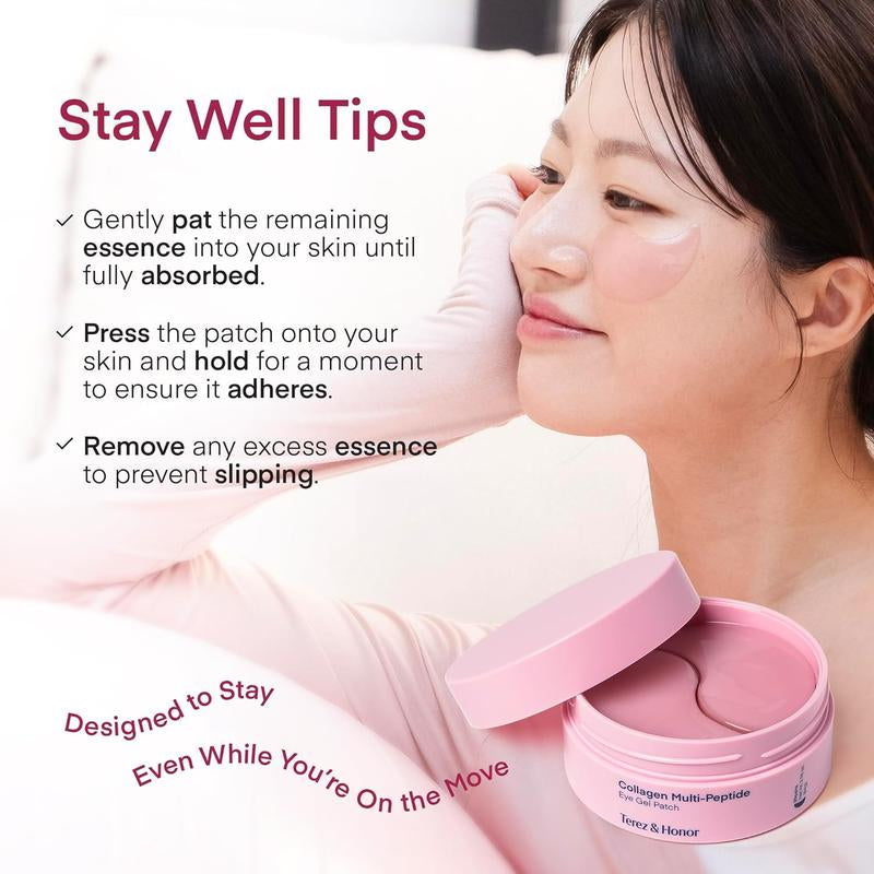 TEREZ & HONOR Collagen Multi-Peptide Eye Gel Patch - 30 Pairs for Puffy Eyes Dark Circles Wrinkles Fine Lines Hydrating Firming Korean Skincare Gift