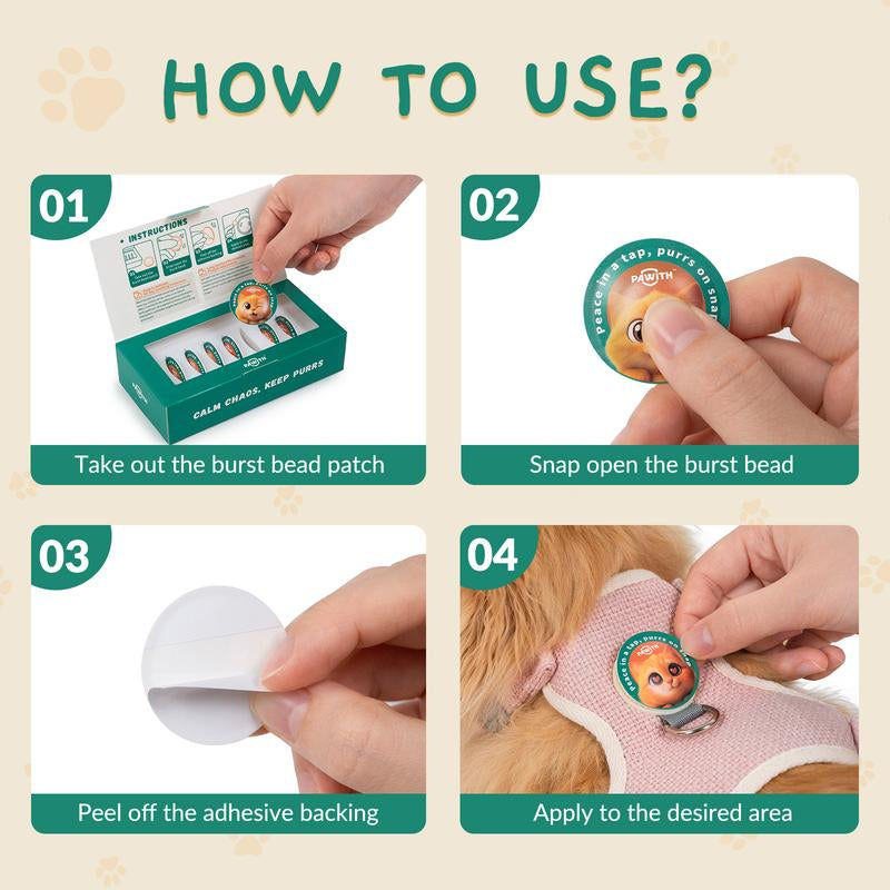 PAWITH Cat Calming Pop Patch (1 Box * 7 Patches) ,Long Lasting up to 48 Hours Per,To Help Reduce Conflicts and Signs of Tension in Multi-Cat Households,Ideal for Cat Travel, Vet Visits, Car Rides Effectively Alleviating Emergency Behaviors.