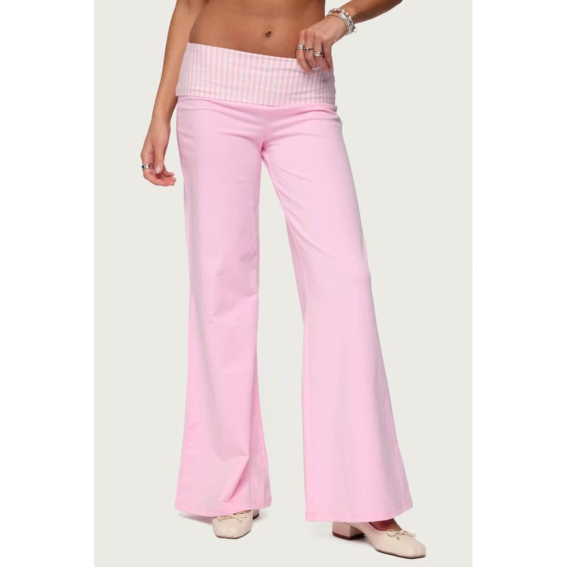 Meshey Striped Foldover Pants