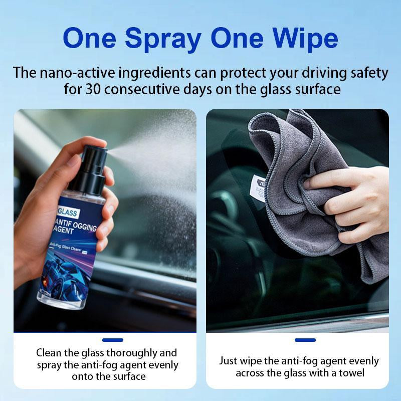 2 Pack Automotive Glass Anti-Fog Spray, 240Ml High-Performance Formula Prevents Fogging on Vehicle Windows and Mirrors, Enhancing Driving Safety, Suitable for Cars, Boats, Window Glass, and Eyeglasses